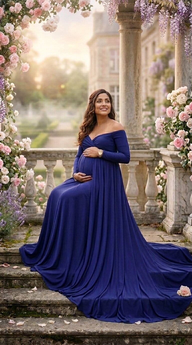 Royal blue bardot off-shoulder maternity gown hire 11 Kinglake Crescent Craigieburn VIC 3064 Melbourne — 11 Kinglake Crescent Craigieburn VIC 3064 — thumbnail 3