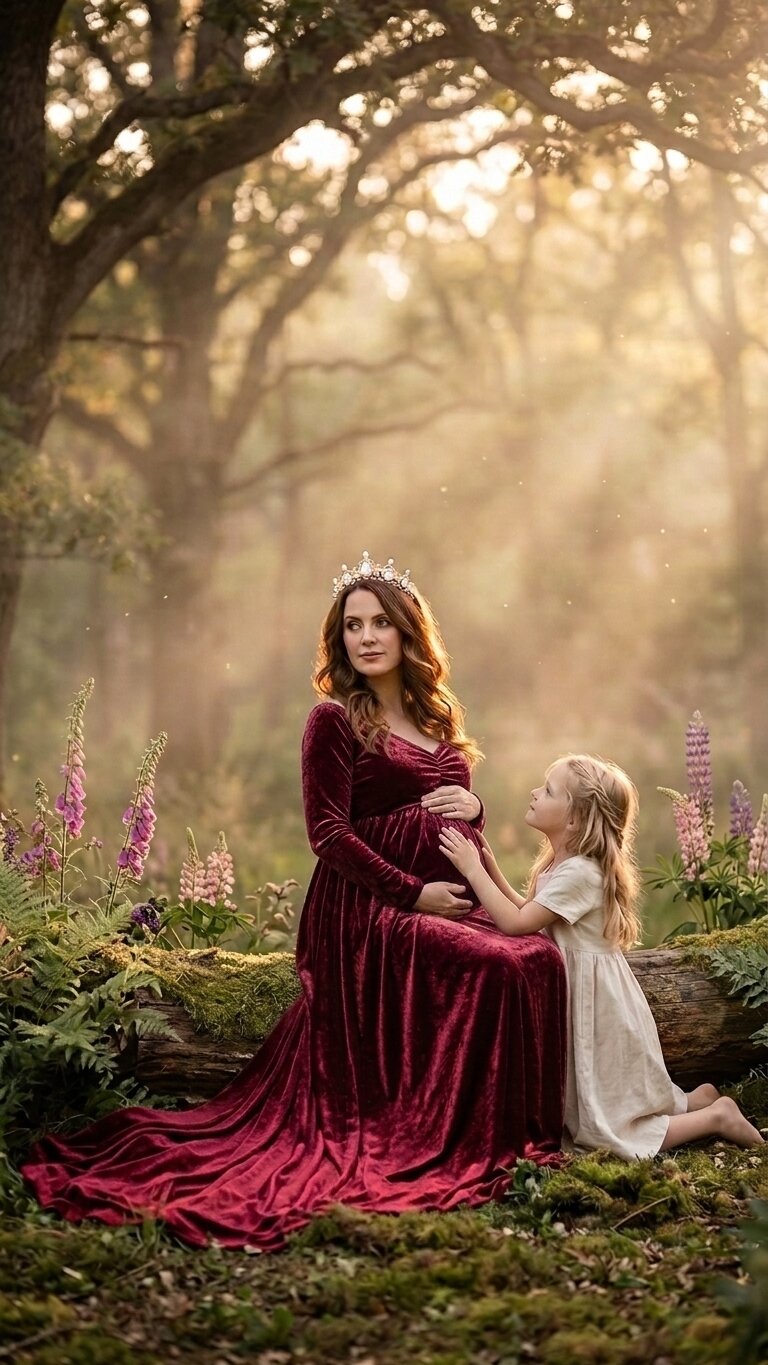 The Crimson Luxe Dress — crimson classic maternity photoshoot dress hire in Melbourne
