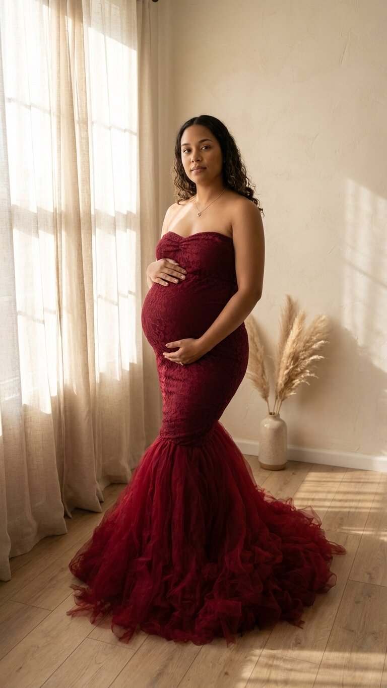 Wine Mermaid Gown thumbnail 3